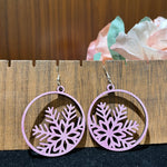 Large Pink Snowflake Laser Earrings