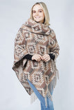 Western Pattern Poncho with Tassels