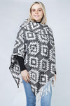 Western Pattern Poncho with Tassels