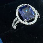 Sterling Silver Square Sapphire Ring Size 6