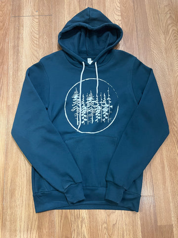Atlantic Blue Hoodie with White Trees