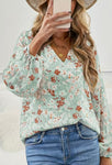 Aqua Flutter Sleeve Floral Print Blouse