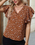 Rust Floral Print Blouse