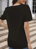 S Black Solid Asymmetric Neck T-Shirt