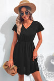 V Neck Short Sleeve Short Dress